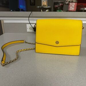 Tory Burch Yellow Leather Robinson Shoulder Bag